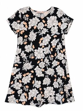 Harlow & Rose Women's Black Floral Short Sleeve Swing Dress Size Medium